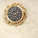 Antique Victorian Brooch mourning black jet lamode button pin