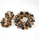 Laguna SIGNED CHUNKY Brooch earrings Glass DEMI Parure Glitzy Vintage