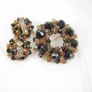 Laguna SIGNED CHUNKY Brooch earrings Glass DEMI Parure Glitzy Vintage