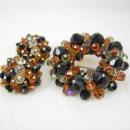 Laguna SIGNED CHUNKY Brooch earrings Glass DEMI Parure Glitzy Vintage