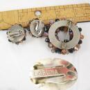 Laguna SIGNED CHUNKY Brooch earrings Glass DEMI Parure Glitzy Vintage