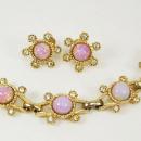 vintage 1930-40's Demi Parure Bracelet dragons breath opal rhinestone