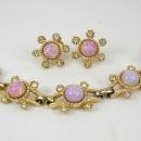 vintage 1930-40's Demi Parure Bracelet dragons breath opal rhinestone