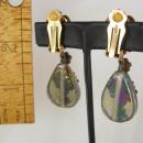 Vintage VIctorian Cherub Earrings with aurora borealis sea glass chandelier drops