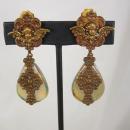 Vintage VIctorian Cherub Earrings with aurora borealis sea glass chandelier drops