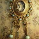 Marie Antoinette necklace portrait pendant fringe turquoise drops huge dramatic French Queen