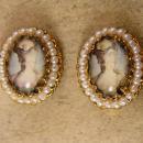 Vintage Marie Antoinette earrings Edwardian seed pearl clip on West Germany