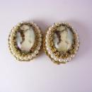Vintage Marie Antoinette earrings Edwardian seed pearl clip on West Germany