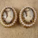 Vintage Marie Antoinette earrings Edwardian seed pearl clip on West Germany