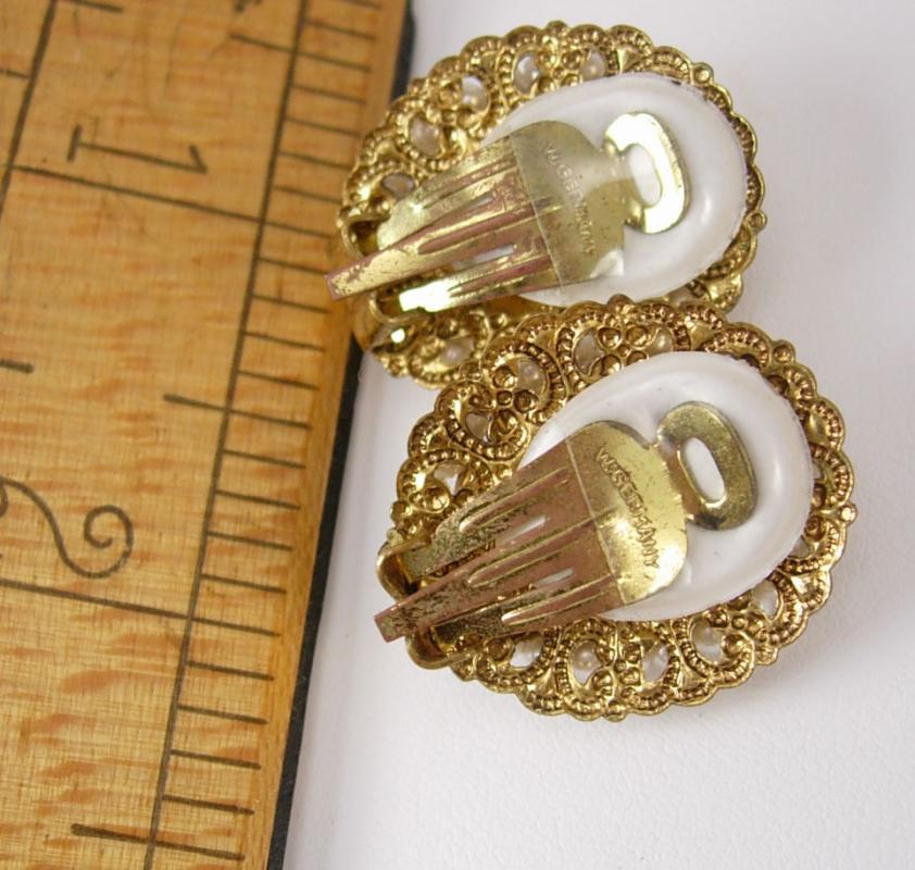 Vintage Marie Antoinette earrings Edwardian seed pearl clip on West Germany