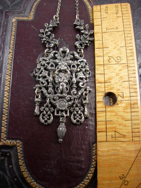 Antique renaissance Necklace Cherub figural chandelier drop necklace