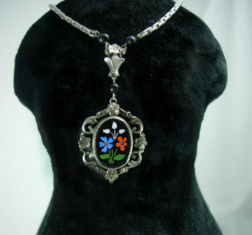 Vintage Victorian Pietra dura Mosaic necklace
