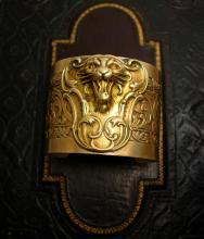 Vintage Lion Bracelet Cuff Victorian Gothic relief ferocious creature