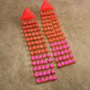 Vintage PINK earrings HOT pink rhinestone bohemian chandelier fluorescent shoulder duster bohemian drops pierced