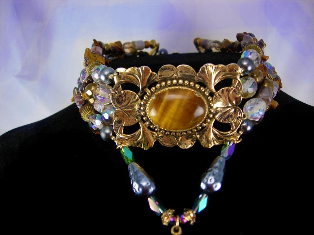 Gothic Goddess Rosary Necklace Talisman Semiprecious lovelies genuine pearls paste cross