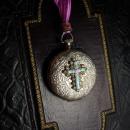 Marie Antoinette pocketwatch locket necklace Guilloche enamel rosary cross