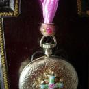 Marie Antoinette pocketwatch locket necklace Guilloche enamel rosary cross