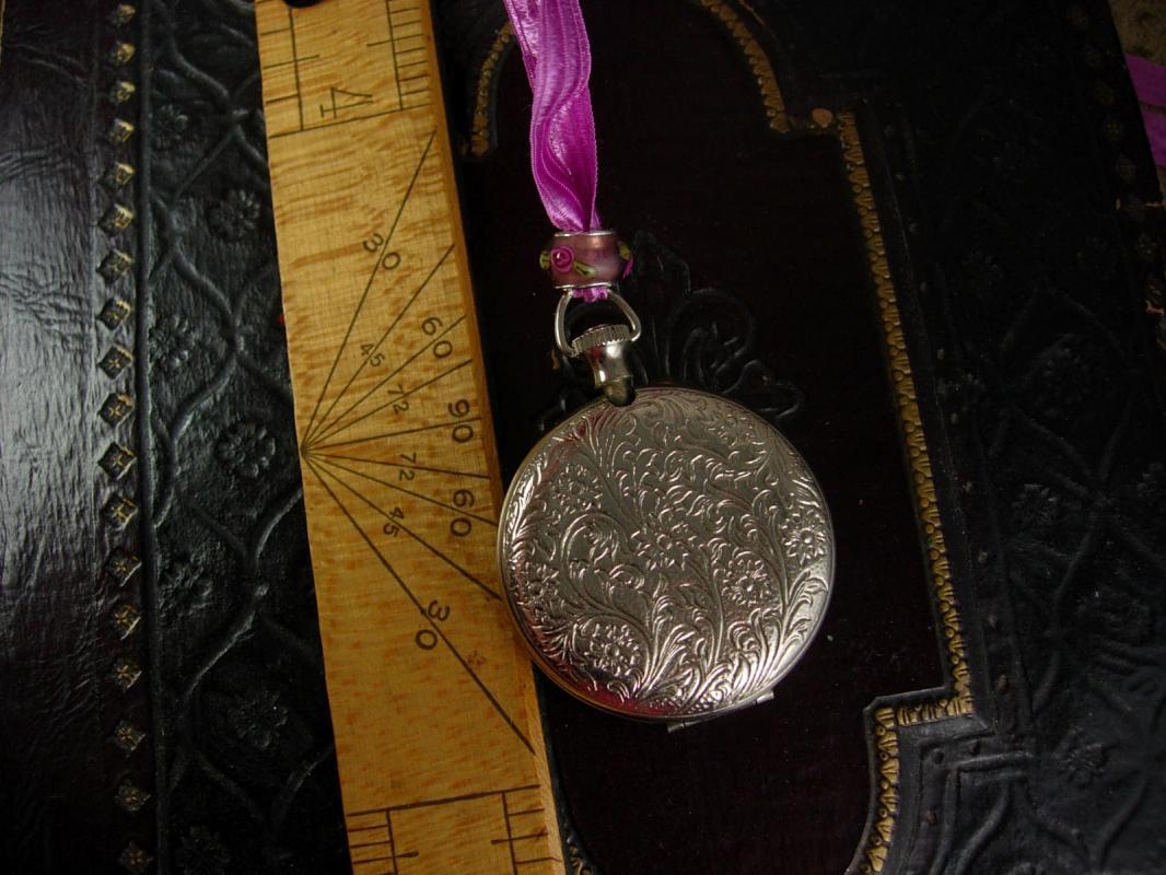 Marie Antoinette pocketwatch locket necklace Guilloche enamel rosary cross