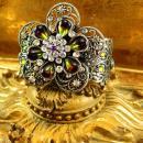 WIDE Rhinestone Gypsy Cuff BRacelet Givre purple olivine teardrops of a goddess