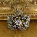 WIDE Rhinestone Gypsy Cuff BRacelet Givre purple olivine teardrops of a goddess