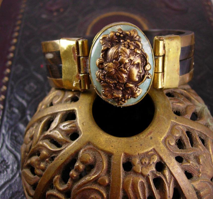Vintage Art Nouveau Bracelet mucha goddess on adventurine