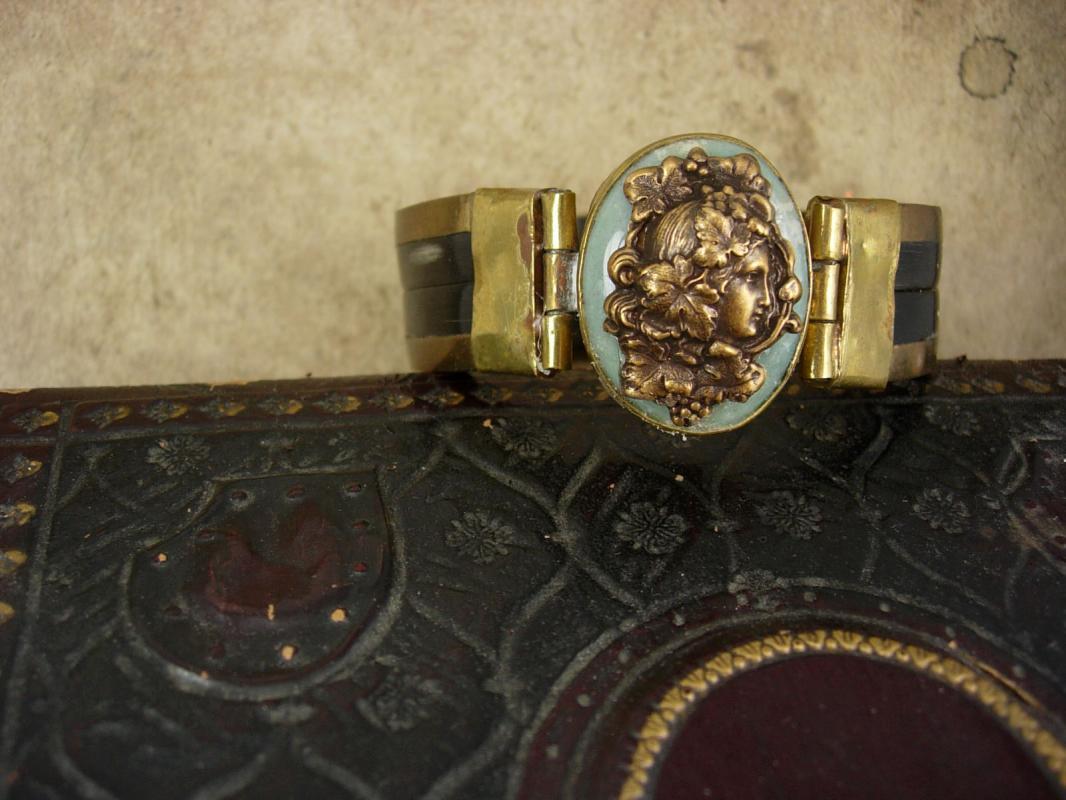 Vintage Art Nouveau Bracelet mucha goddess on adventurine
