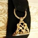 Antique Victorian Watch fob chain gold filled mourning ribbon