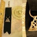 Antique Victorian Watch fob chain gold filled mourning ribbon