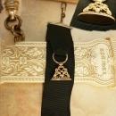 Antique Victorian Watch fob chain gold filled mourning ribbon