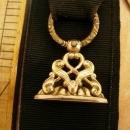 Antique Victorian Watch fob chain gold filled mourning ribbon