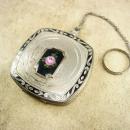VIntage DEco enamel Finger ring Wrist compact