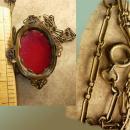 ANtique RED micromosaic Necklace original chain and bale millefiori flowers