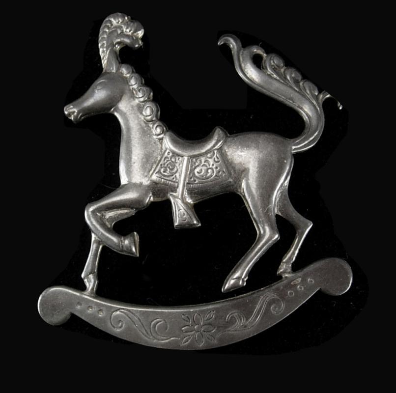 Vintage sterling Carousel Horse brooch signed Figural