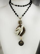 Victorian Sacred Dove Rosary Necklace Saint esprit HolyBlessed Mother medal