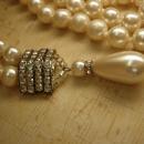 VIntage wedding Pearl flapper necklace with rhinestone and huge pearl drop