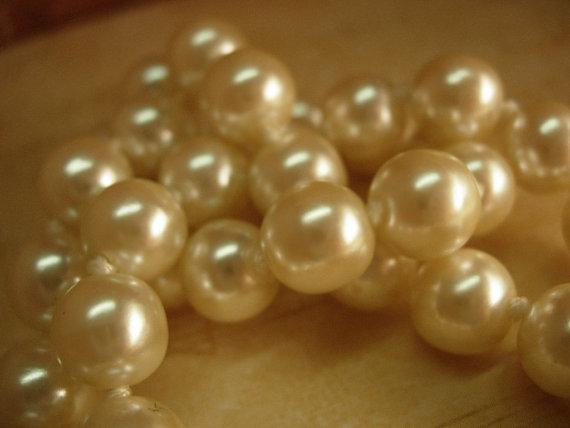 VIntage wedding Pearl flapper necklace with rhinestone and huge pearl drop