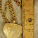 Large Nouveau figural Heart Necklace black enamel heavy chain