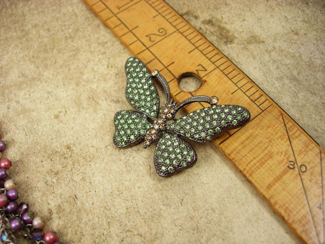 Stunning Bohemian Rhinestone butterfly necklace earrings pearl chandelier drops purple pink brooch