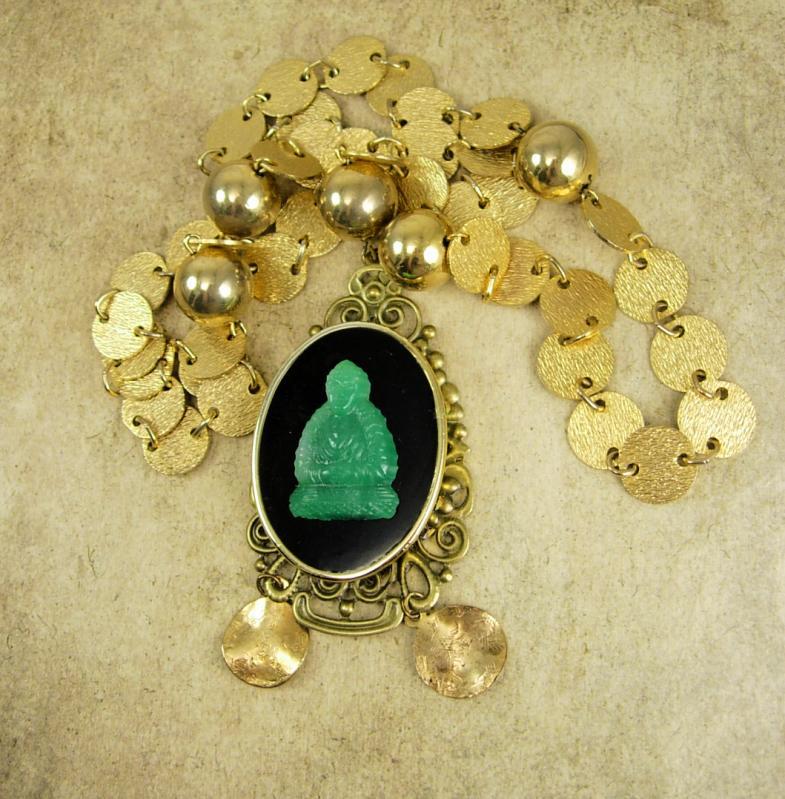 Vintage Buddha Necklace ornate chain