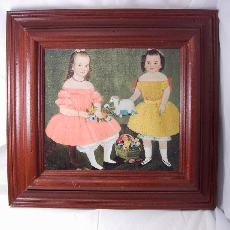 Miniature Painting The Burnish Sisters William Matthew Prior framed in Cherry wood