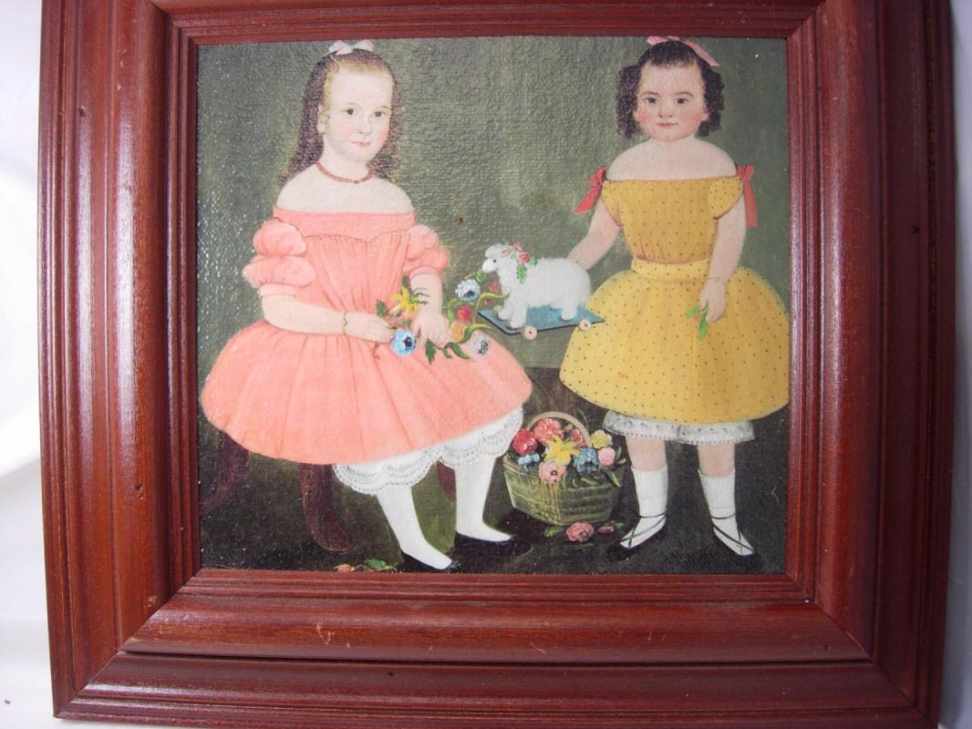 Miniature Painting The Burnish Sisters William Matthew Prior framed in Cherry wood