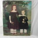 Miniature Jefferson Gauntt Painting Two children Antebellum period Folk art