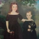 Miniature Jefferson Gauntt Painting Two children Antebellum period Folk art