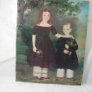 Miniature Jefferson Gauntt Painting Two children Antebellum period Folk art