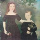 Miniature Jefferson Gauntt Painting Two children Antebellum period Folk art