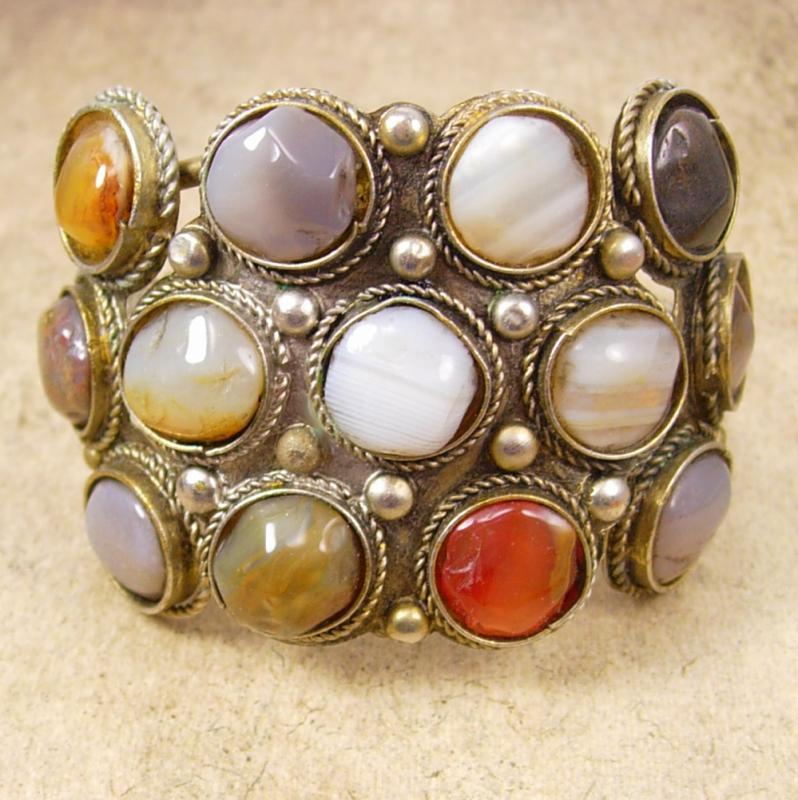 VIntage Bracelet Gemstone cuff bangle Hippie era
