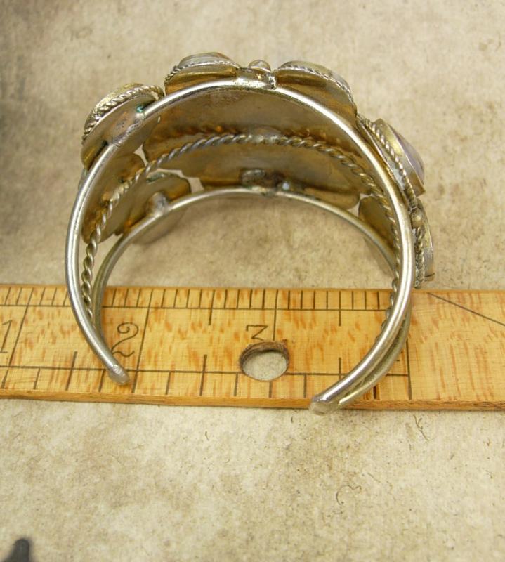 VIntage Bracelet Gemstone cuff bangle Hippie era