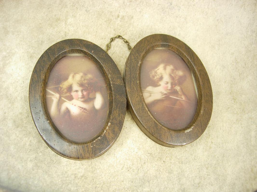 Vintage Cupid portraits miniatures framed Morris Burke Parkinson with history