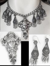 Vintage Victorian Bookchain Mucha Necklace