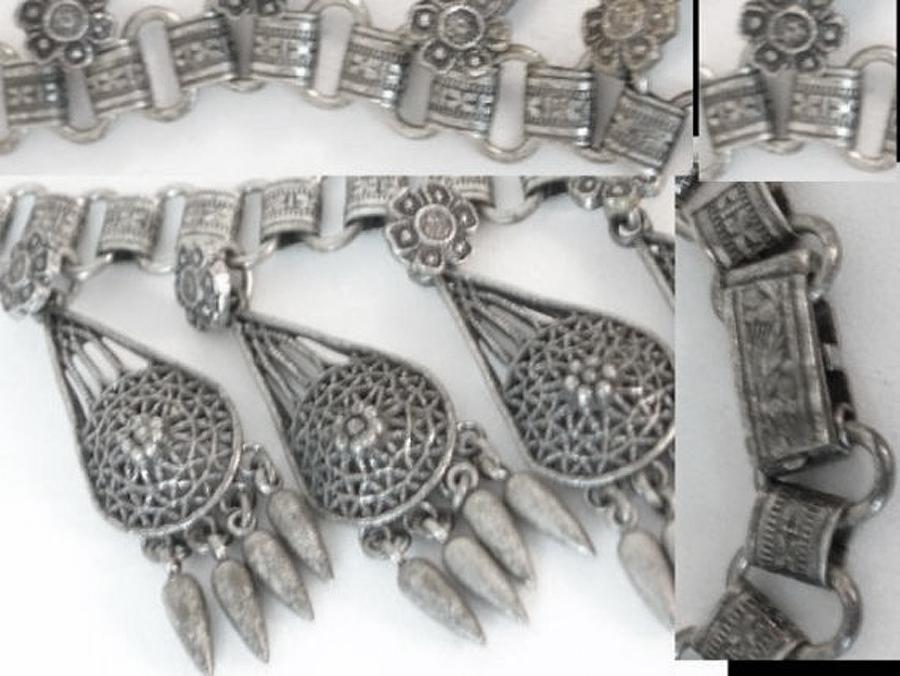 Vintage Victorian Bookchain Mucha Necklace